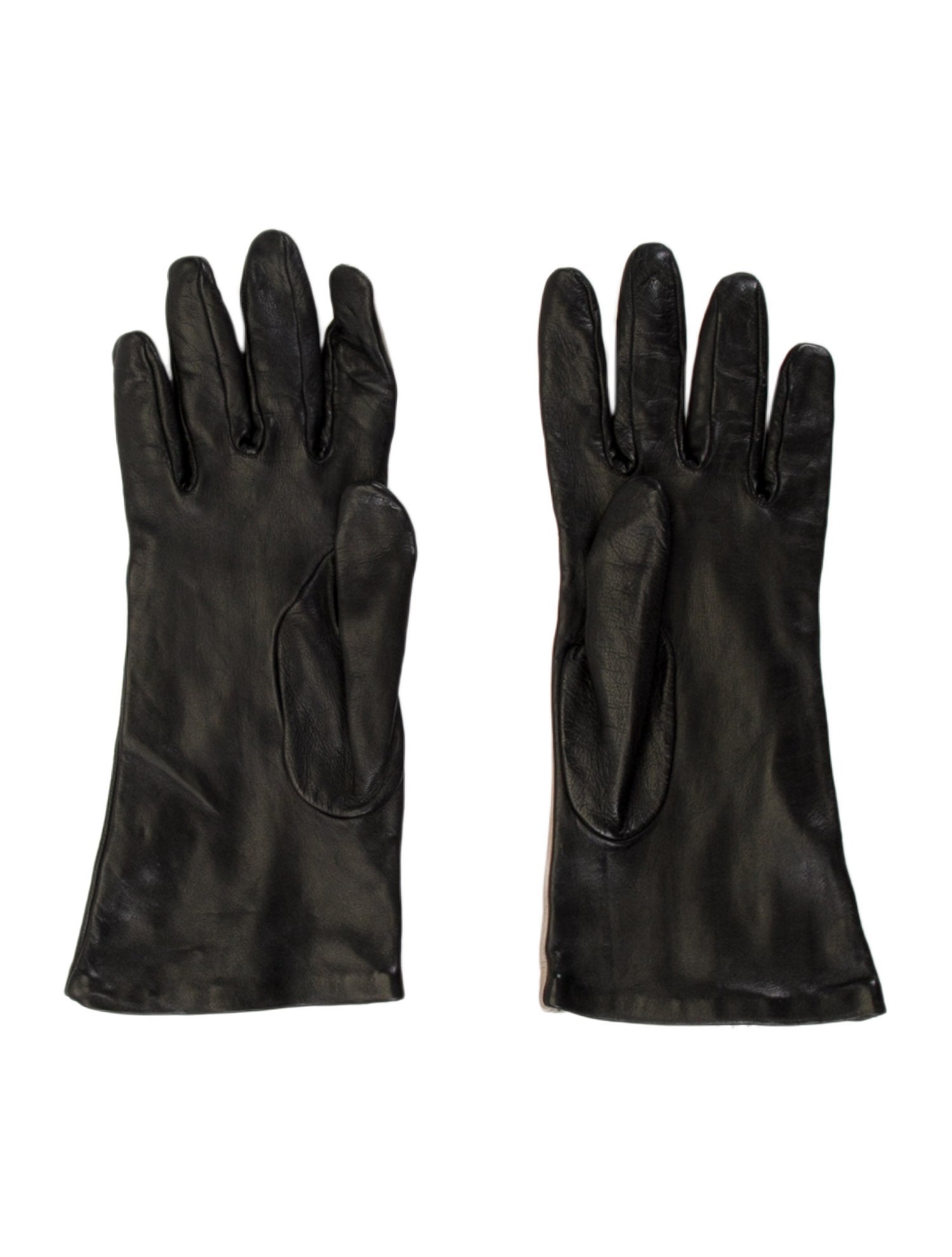 Neiman Marcus Leather Gloves With Stripes Design.