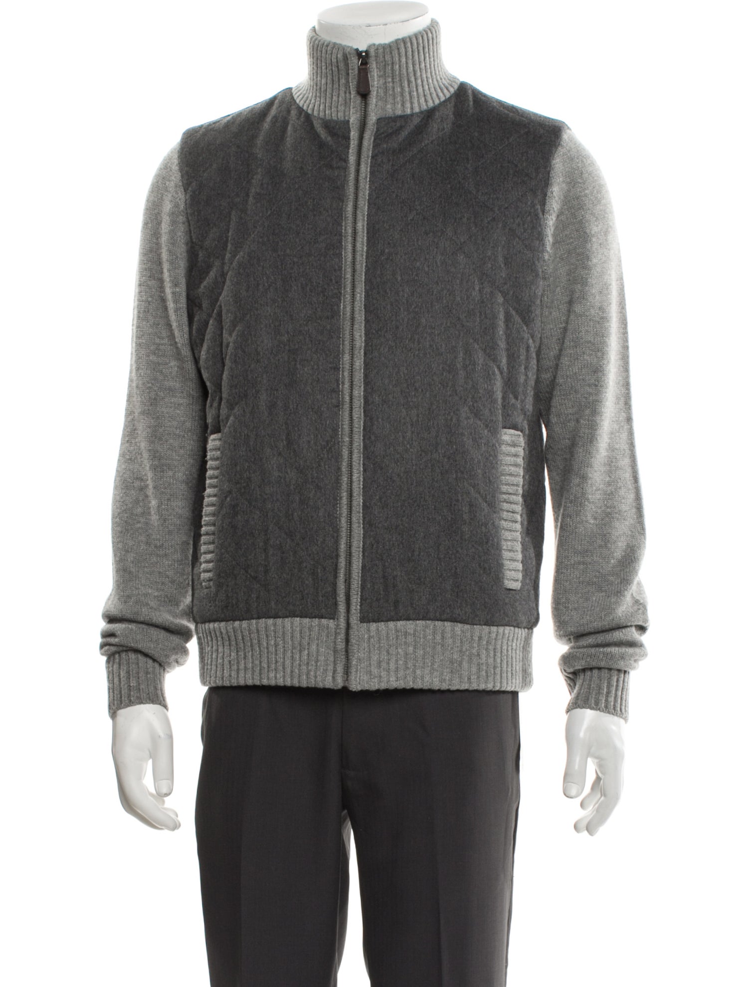 Neiman Marcus Wool Colorblock Pattern Bomber Jacket