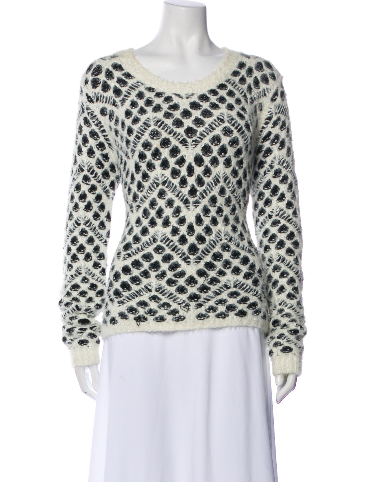 Neiman Marcus Printed Scoop Neck Sweater