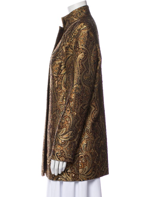 Neiman Marcus Silk Animal Print Faux Fur Coat