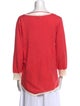 Neiman Marcus V-Neck Three-Quarter Sleeve Top