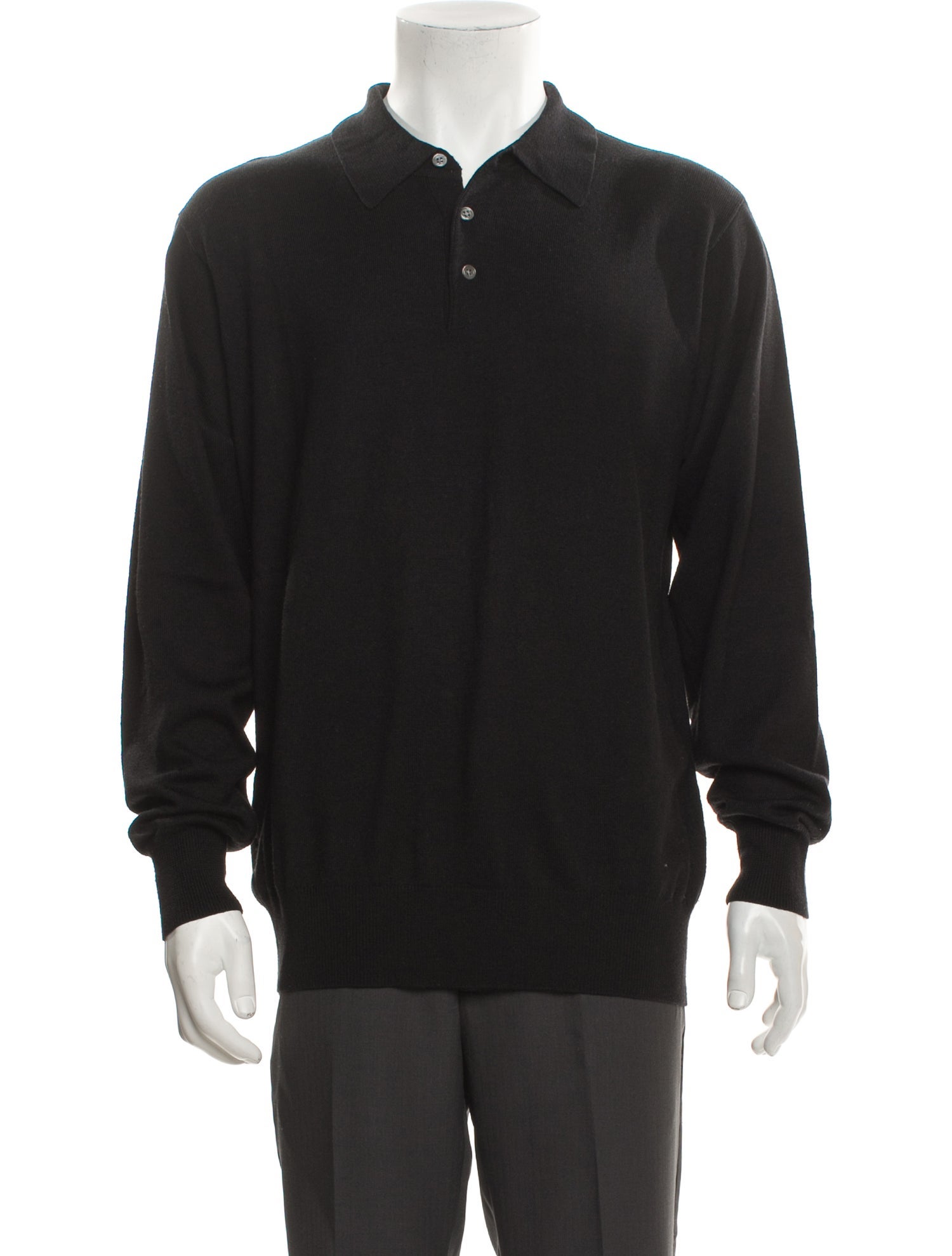 Neiman Marcus Merino Wool Collar Polo Sweater