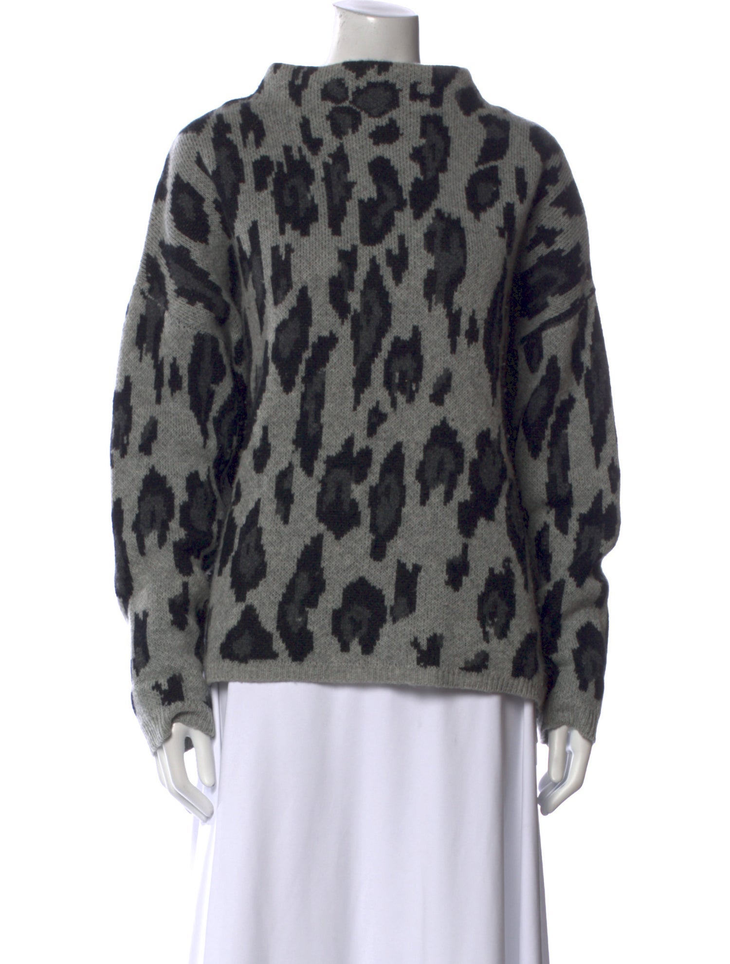Neiman Marcus Cashmere Animal Print Sweater