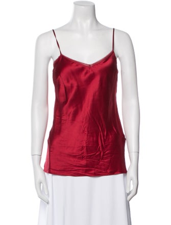 Neiman Marcus Silk V-Neck Top