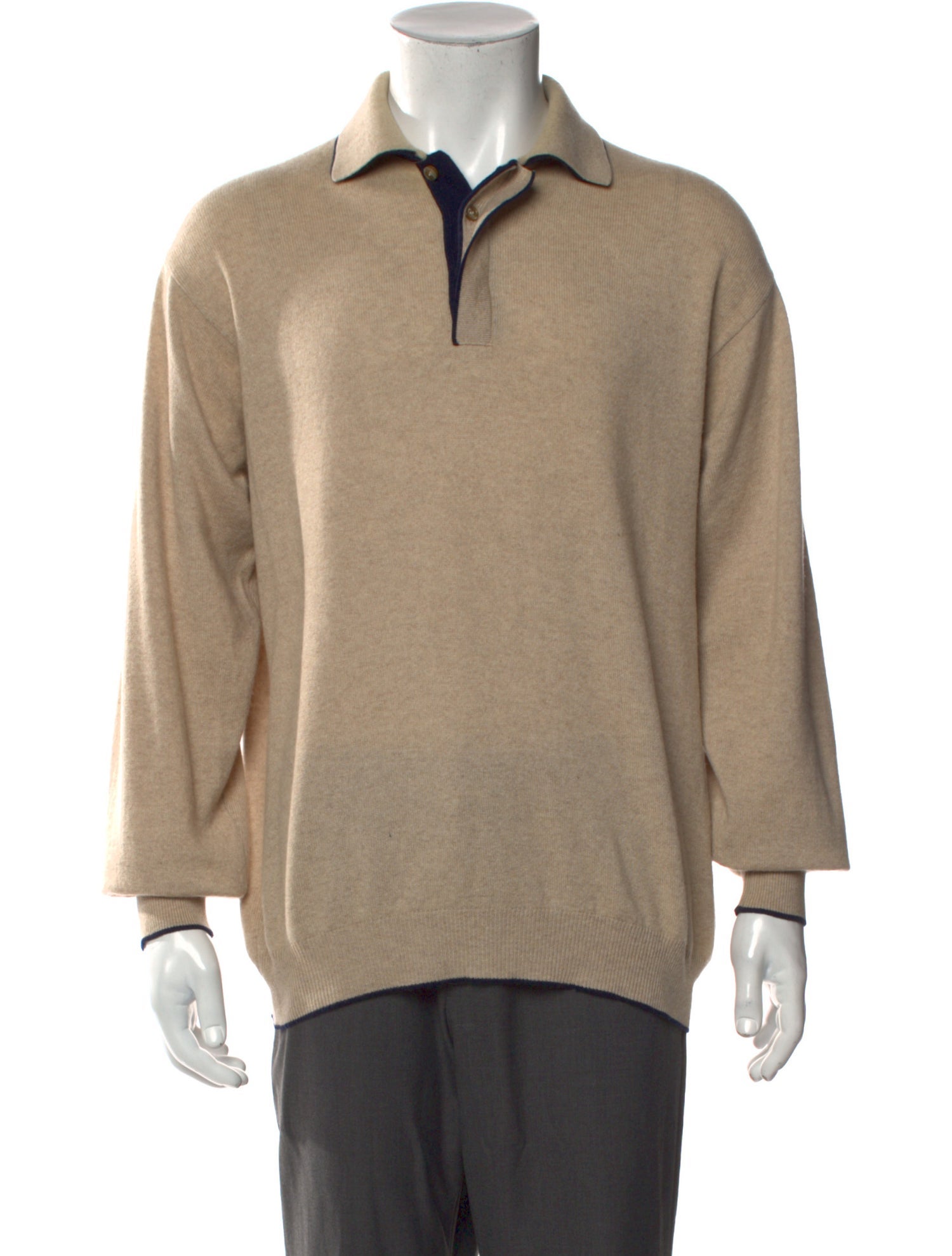 Neiman Marcus Crew Neck Long Sleeve Polo Sweater