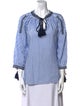 Neiman Marcus Striped Tie Neck Blouse