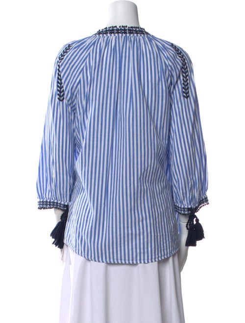 Neiman Marcus Striped Tie Neck Blouse