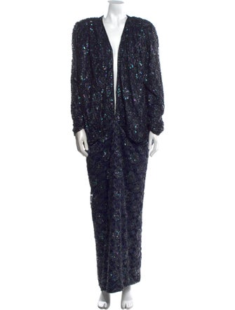 Neiman Marcus V-Neck Long Dress