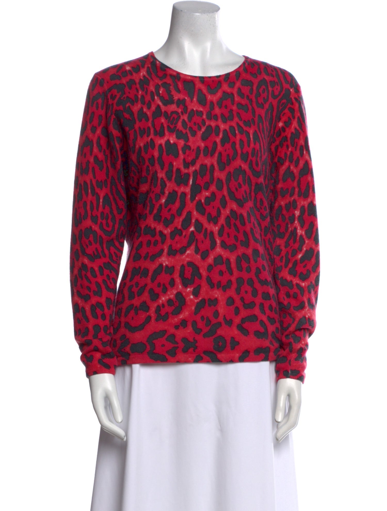 Neiman Marcus Cashmere Animal Print Sweatshirt