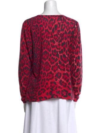 Neiman Marcus Cashmere Animal Print Sweatshirt