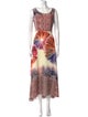 Neiman Marcus Printed Midi Length Dress