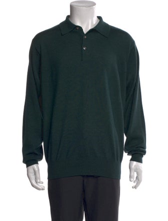 Neiman Marcus Merino Wool Collar Polo Sweater