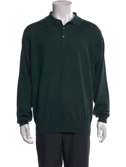 Neiman Marcus Merino Wool Collar Polo Sweater