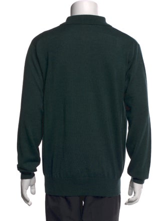 Neiman Marcus Merino Wool Collar Polo Sweater