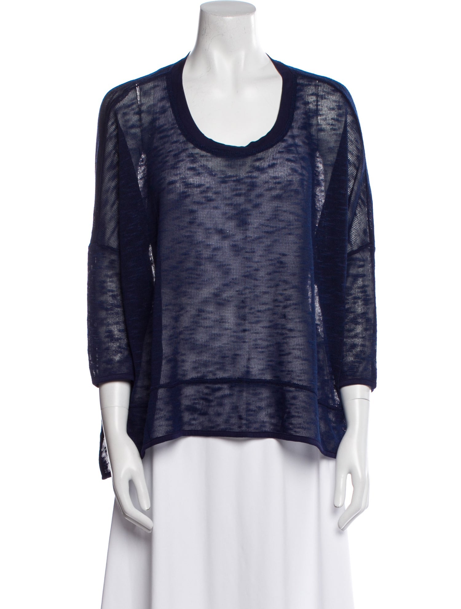 Neiman Marcus Scoop Neck Three-Quarter Sleeve Top