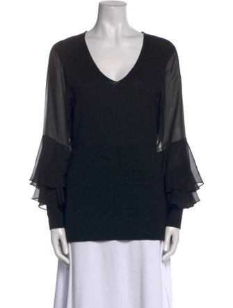 Neiman Marcus Cashmere V-Neck Top