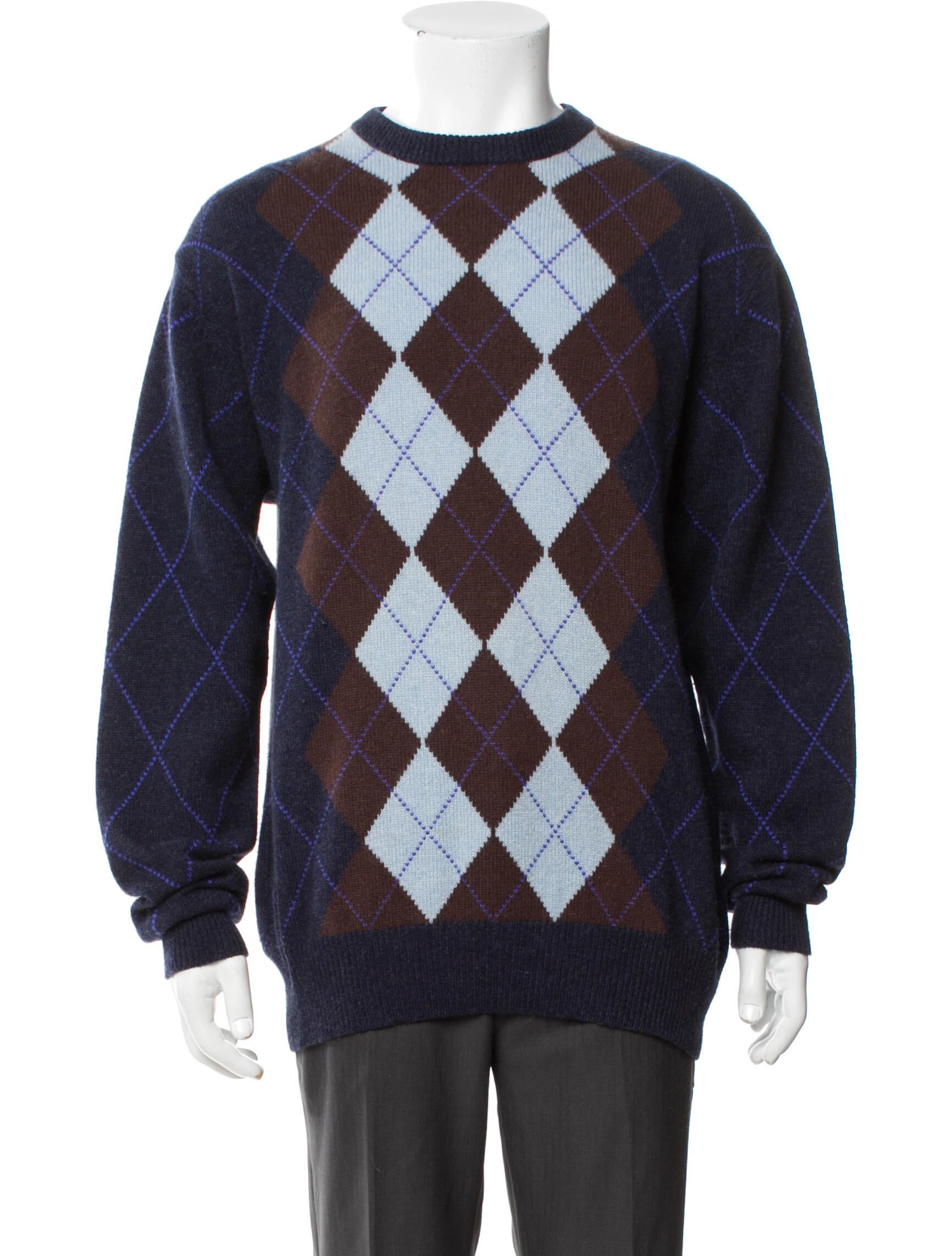 Neiman Marcus Cashmere Plaid Print Pullover