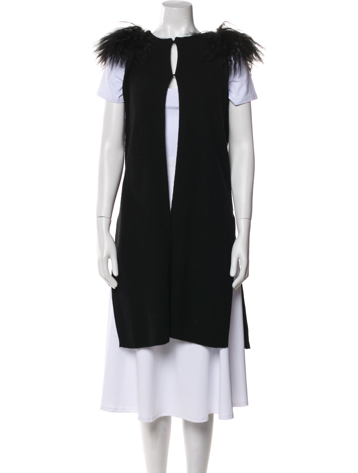 Neiman Marcus Cashmere Faux Fur Vest