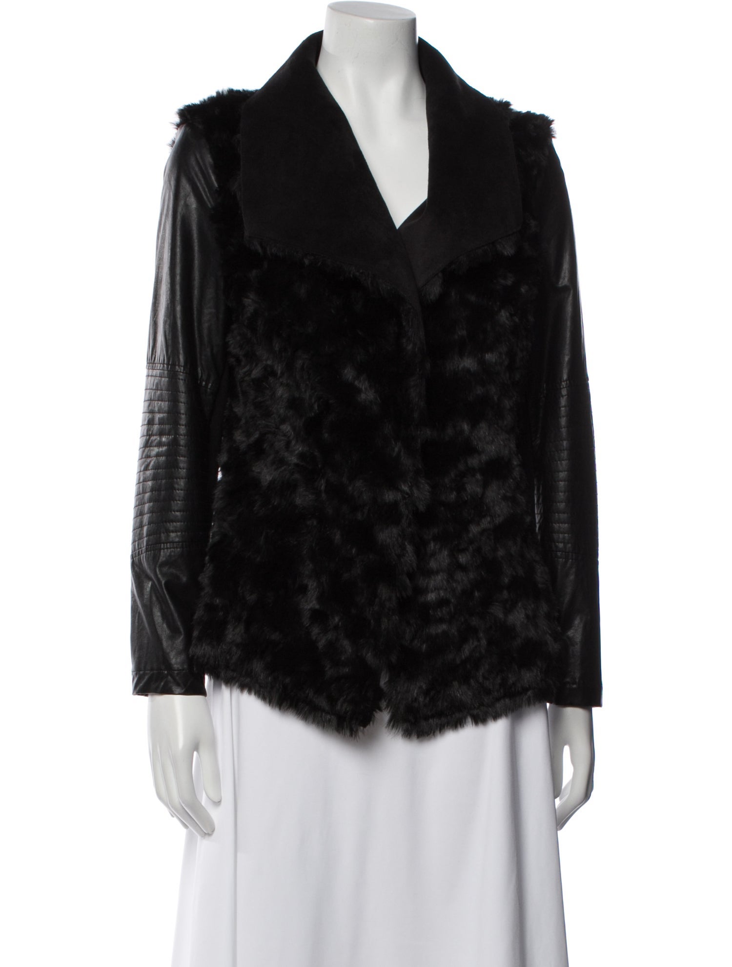 Neiman Marcus Wool Faux Fur Jacket