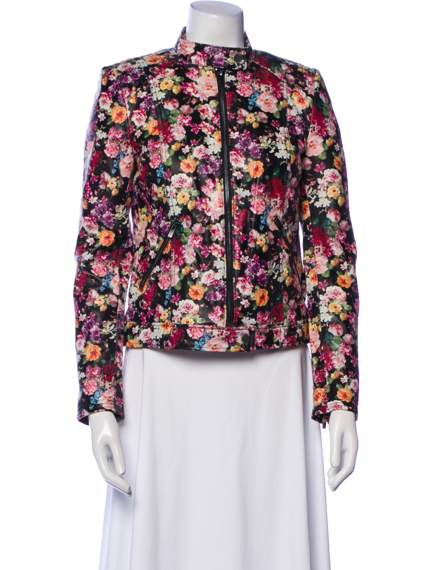 Neiman Marcus Leather Floral Print Jacket w/ Tags