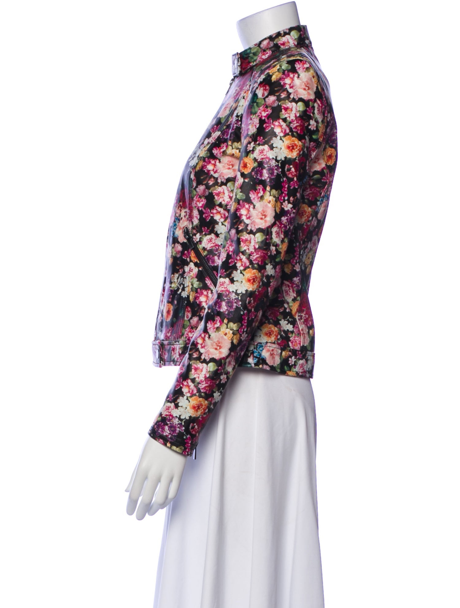 Neiman Marcus Leather Floral Print Jacket w/ Tags