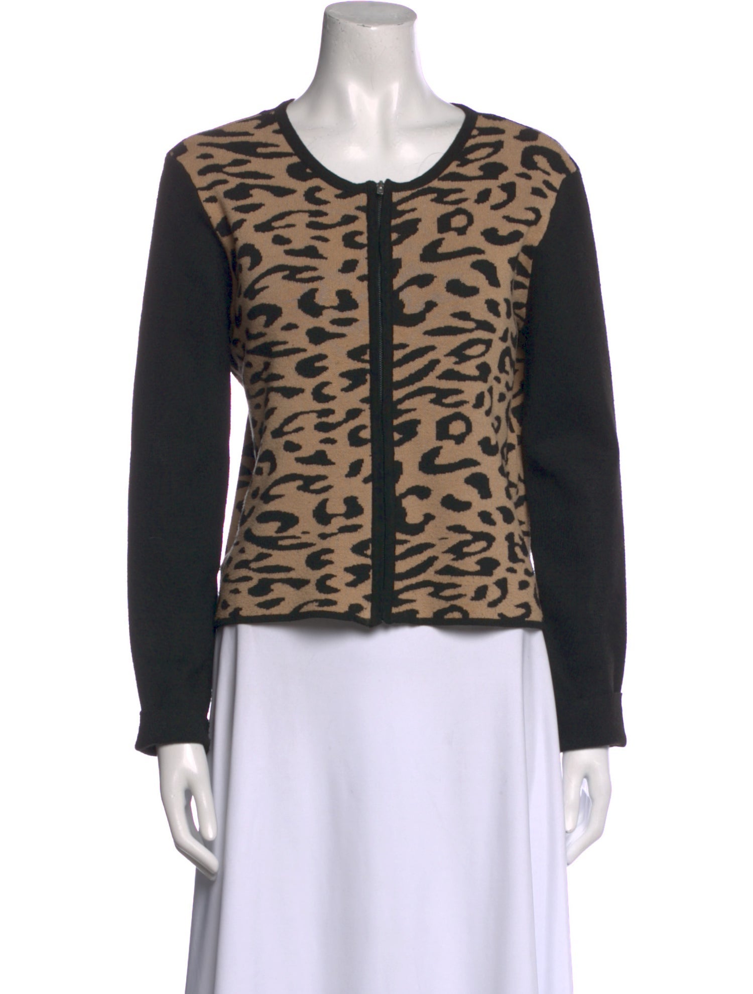 Neiman Marcus Animal Print Scoop Neck Top