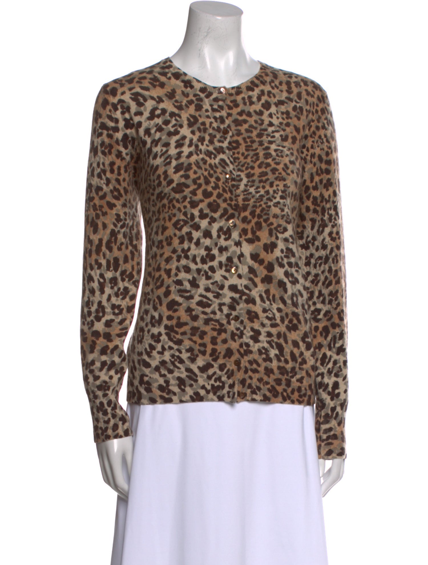 Neiman Marcus Cashmere Animal Print Sweater