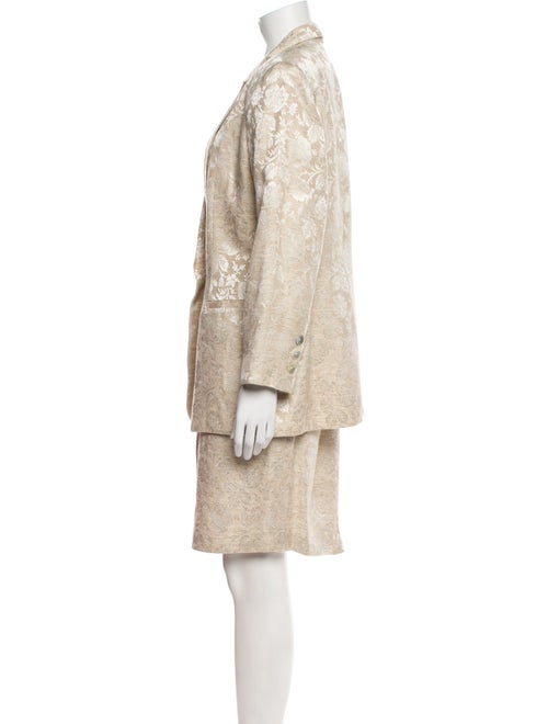 Neiman Marcus Linen Printed Skirt Suit