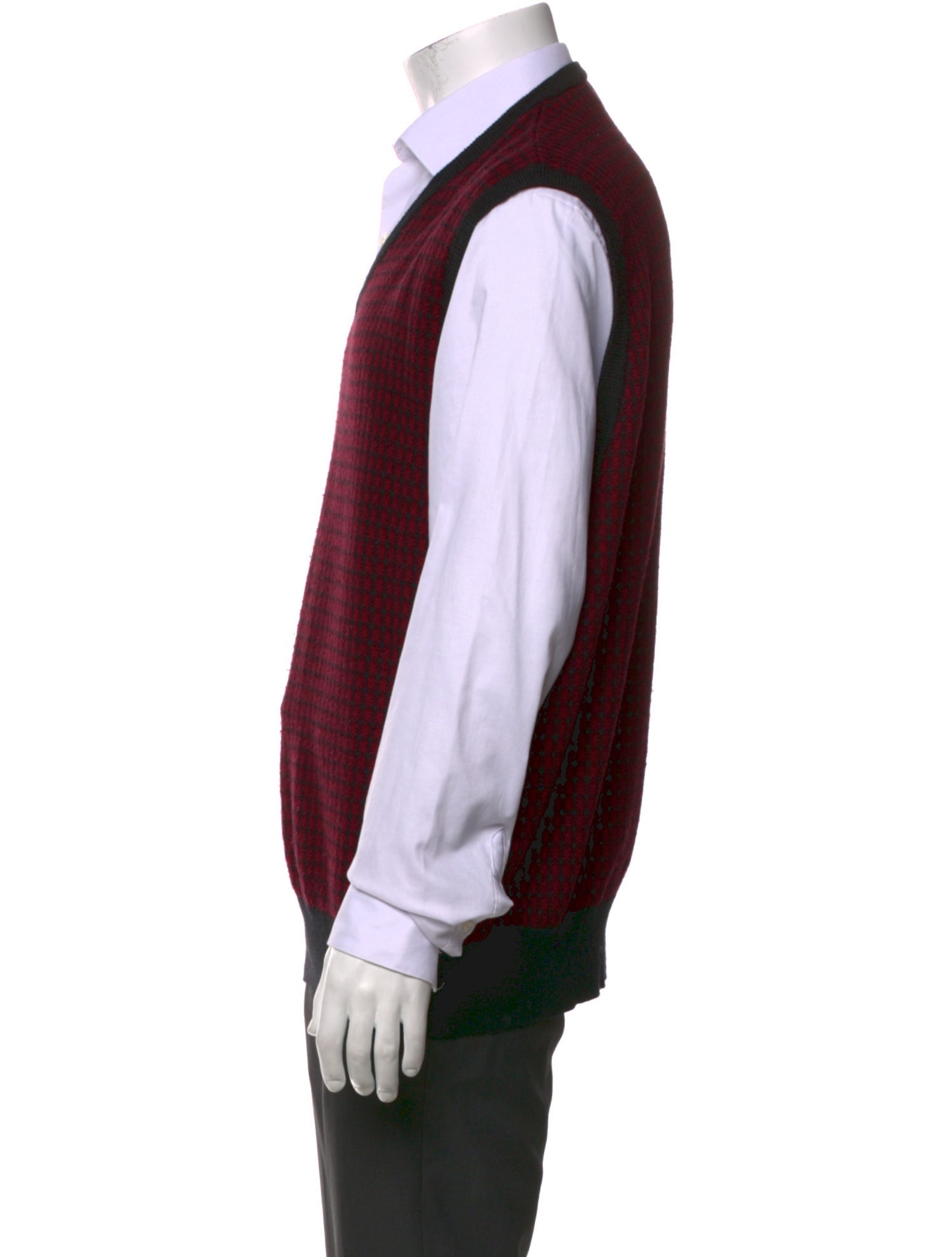 Neiman Marcus Merino Wool Plaid Print Sweater Vest