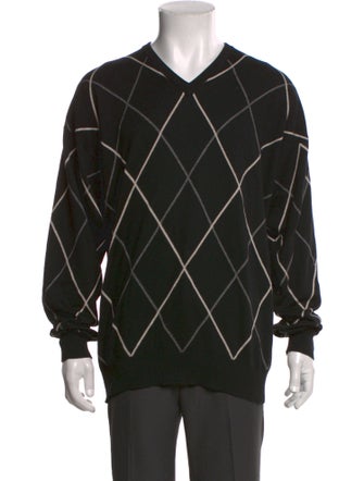 Neiman Marcus Silk Plaid Print Pullover