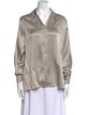 Neiman Marcus Silk Long Sleeve Button-Up Top