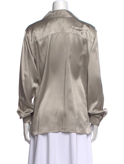 Neiman Marcus Silk Long Sleeve Button-Up Top