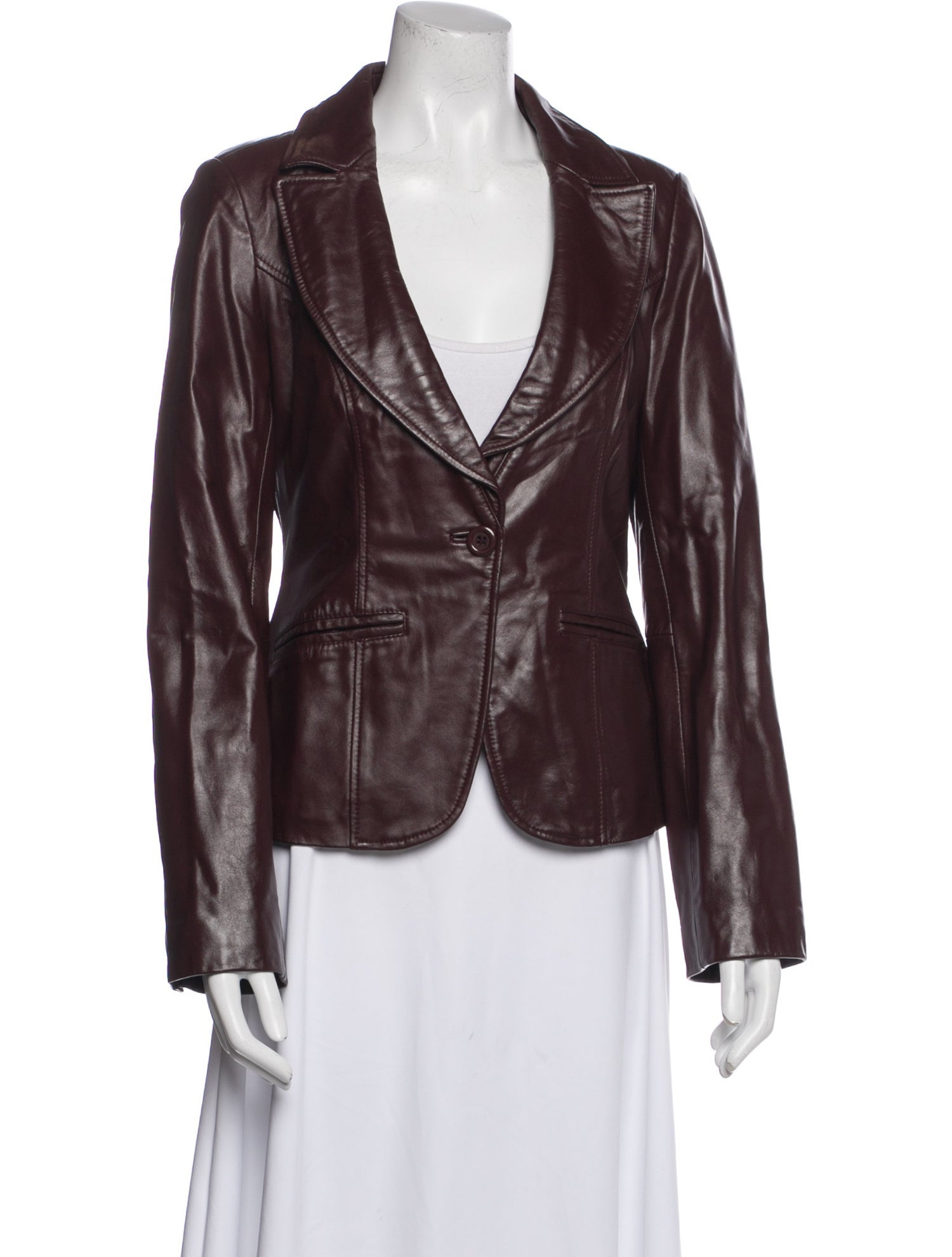 Neiman Marcus Lamb Leather Blazer