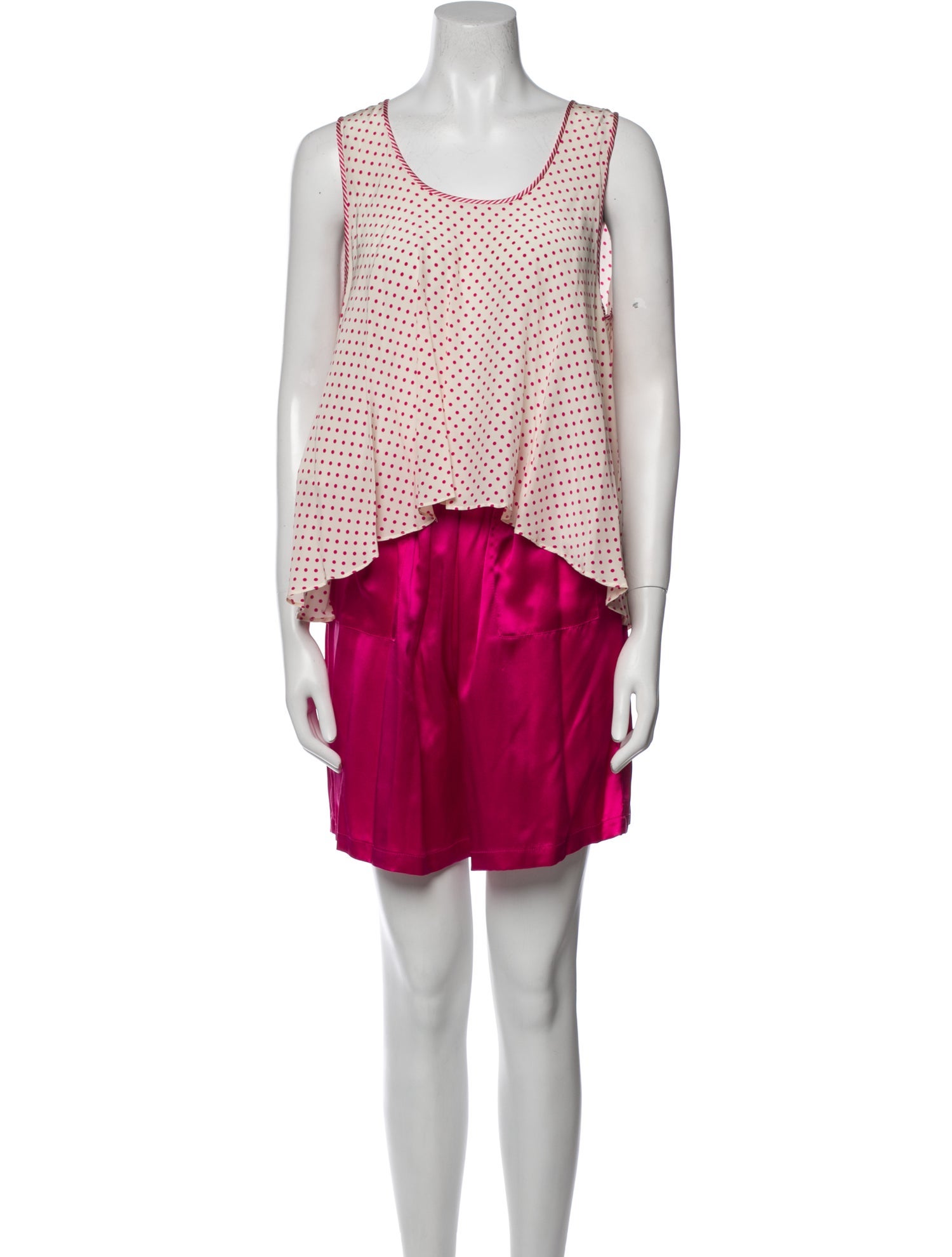 Neiman Marcus Silk Polka Dot Print Short Set