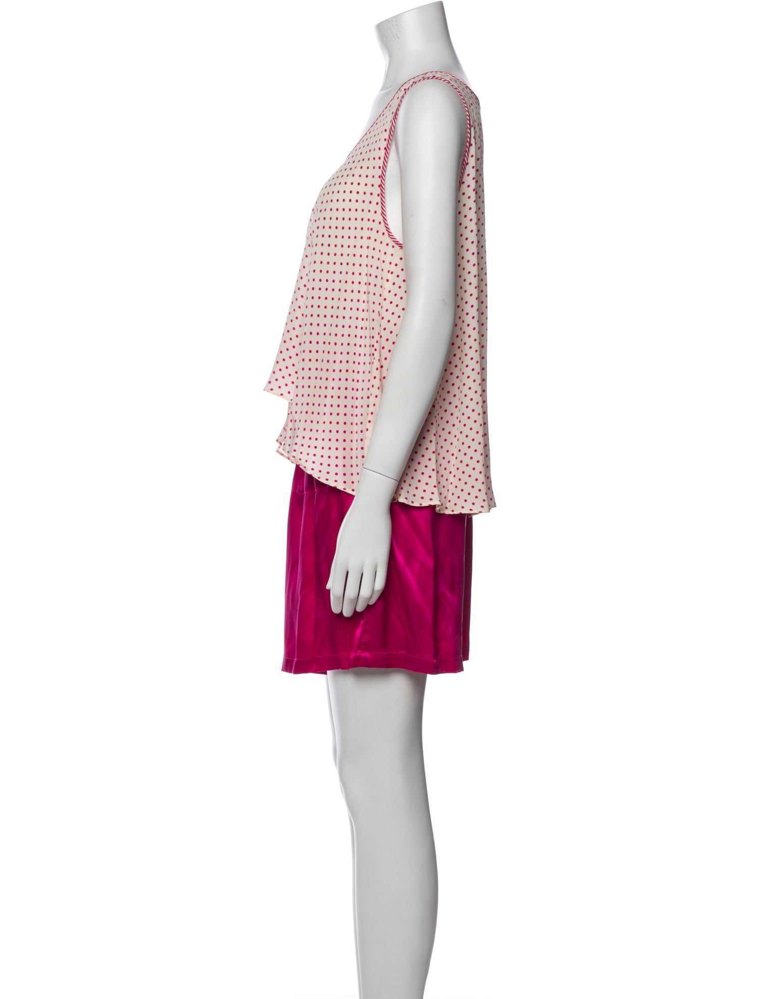 Neiman Marcus Silk Polka Dot Print Short Set