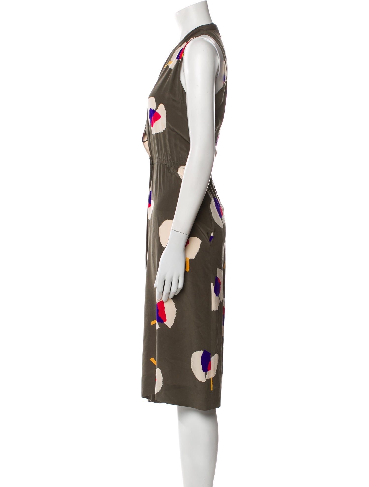 Neiman Marcus Floral Print Midi Length Dress