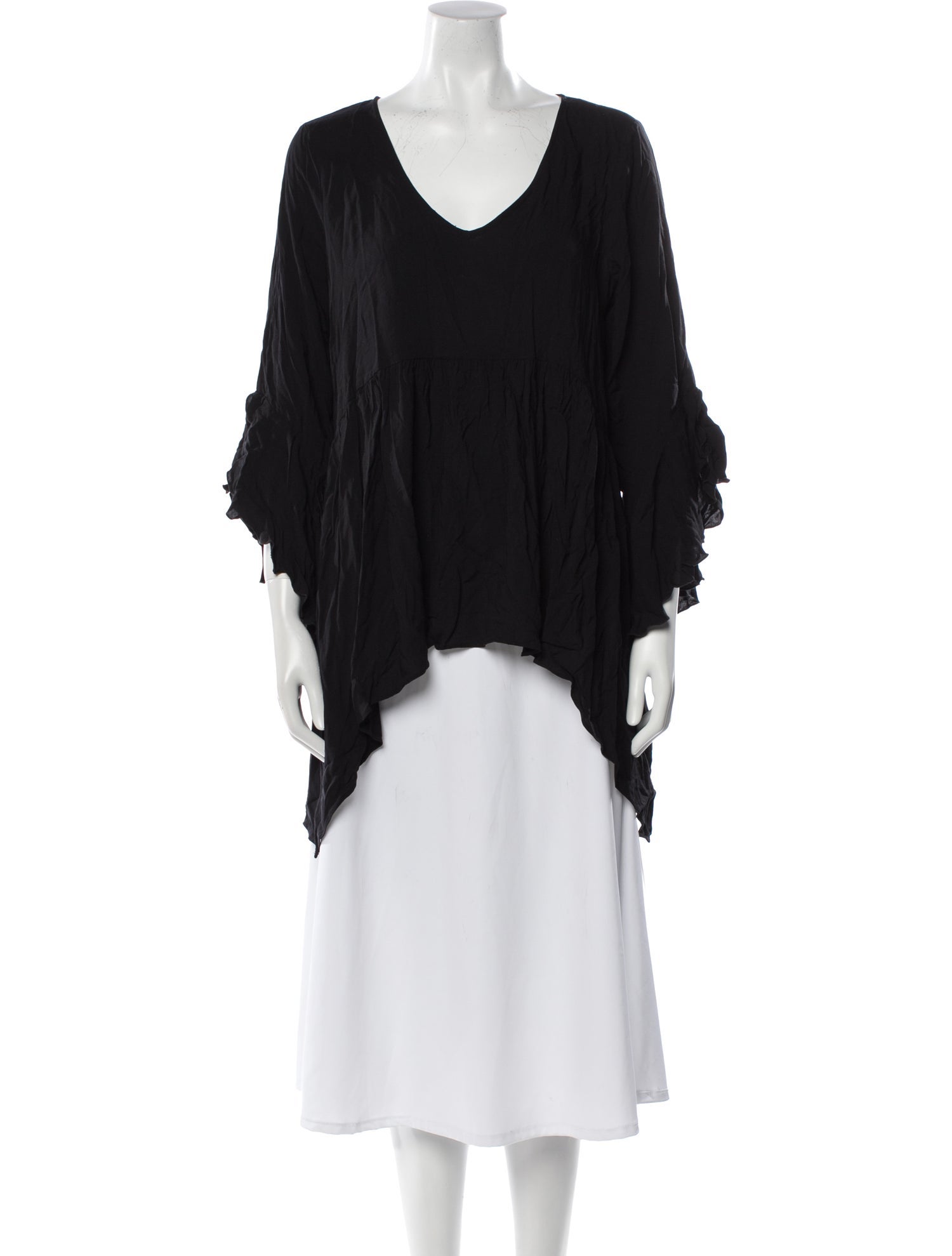 Neiman Marcus V-Neck Three-Quarter Sleeve Tunic