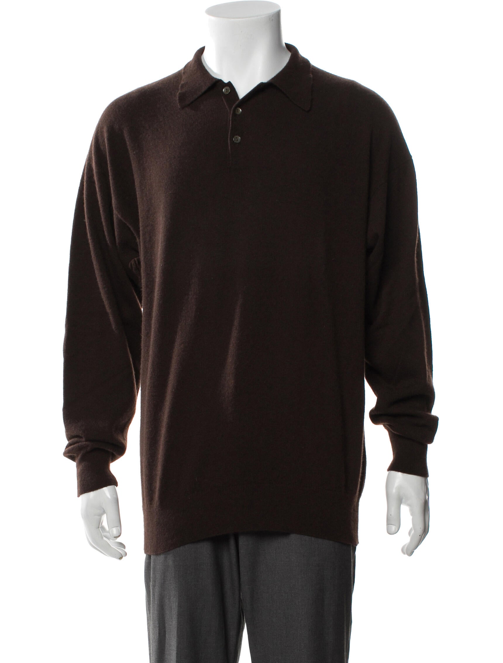 Neiman Marcus Cashmere Mock Neck Polo Sweater