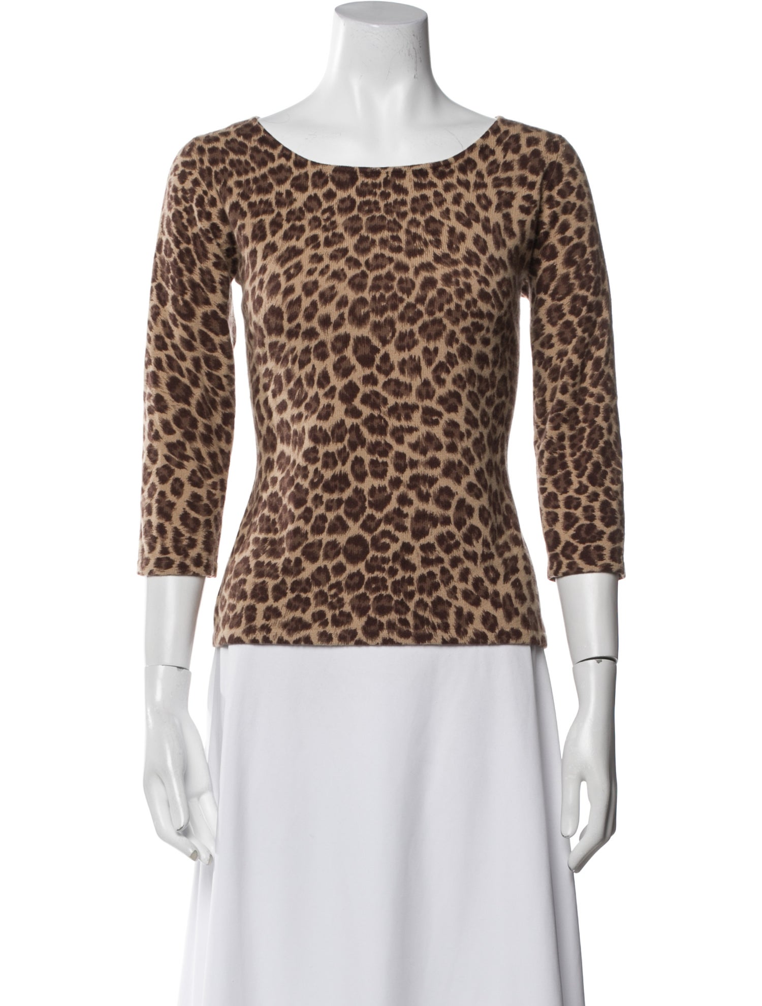 Neiman Marcus Cashmere Animal Print Sweater