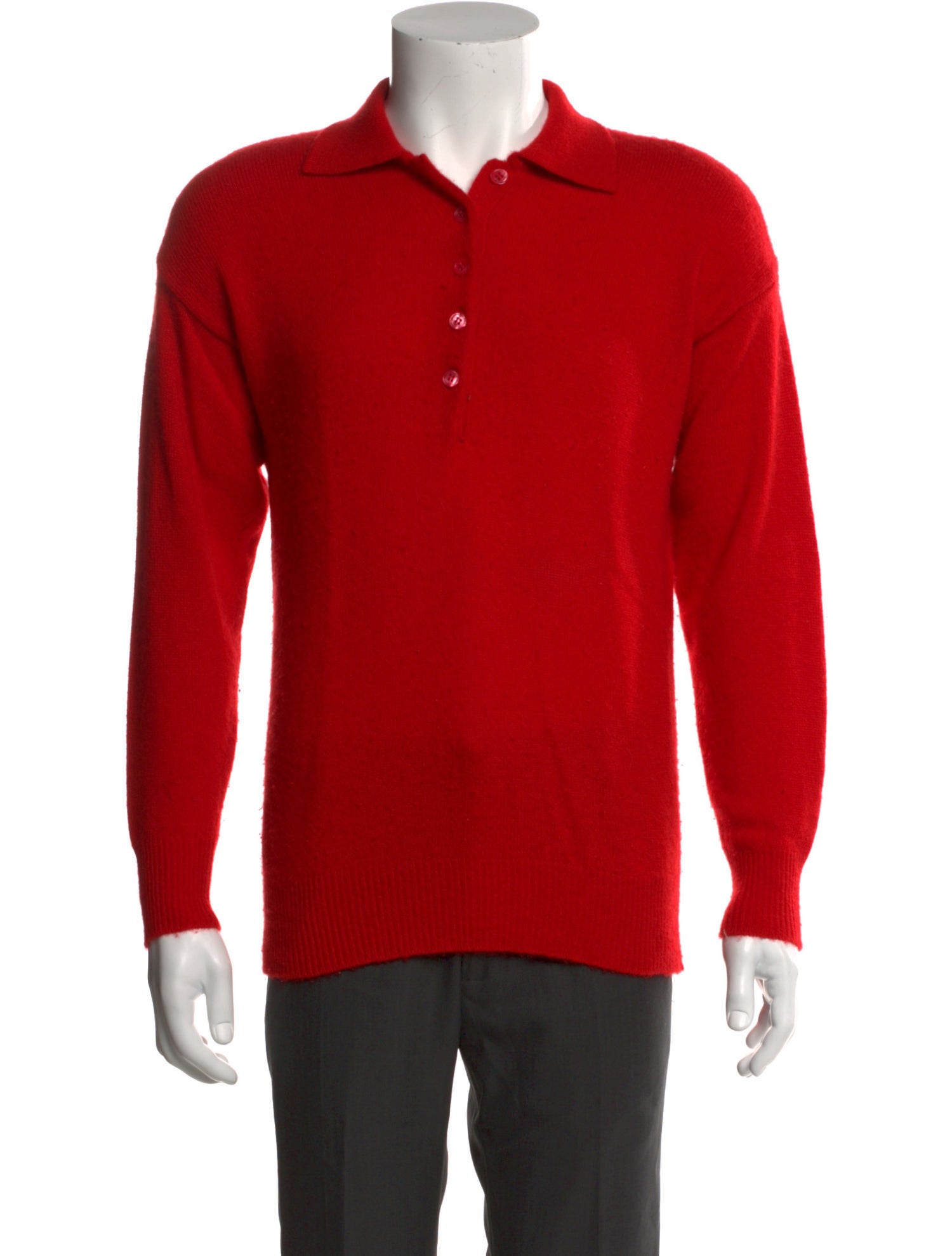 Neiman Marcus Collar Long Sleeve Polo Sweater