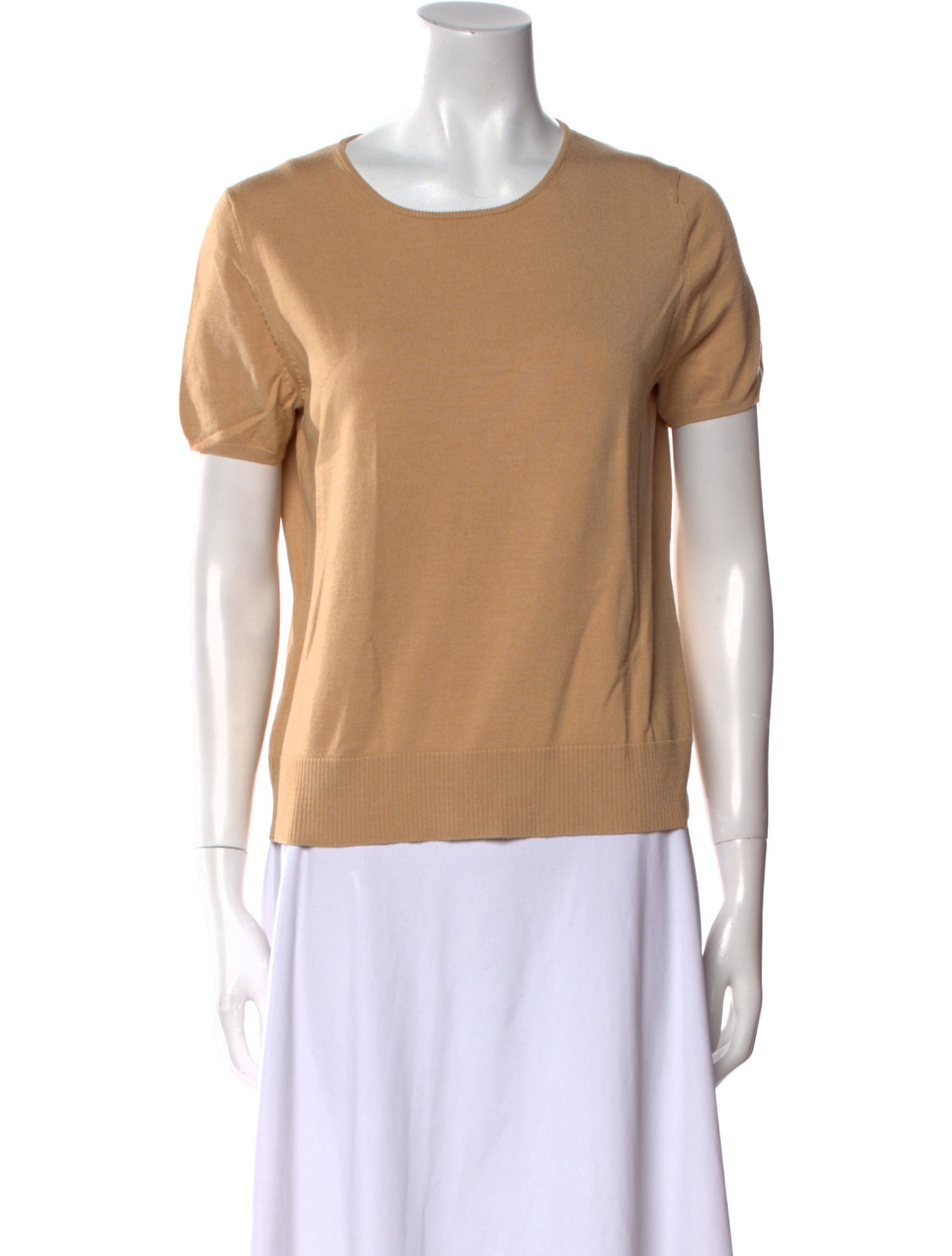 Neiman Marcus Silk Scoop Neck T-Shirt