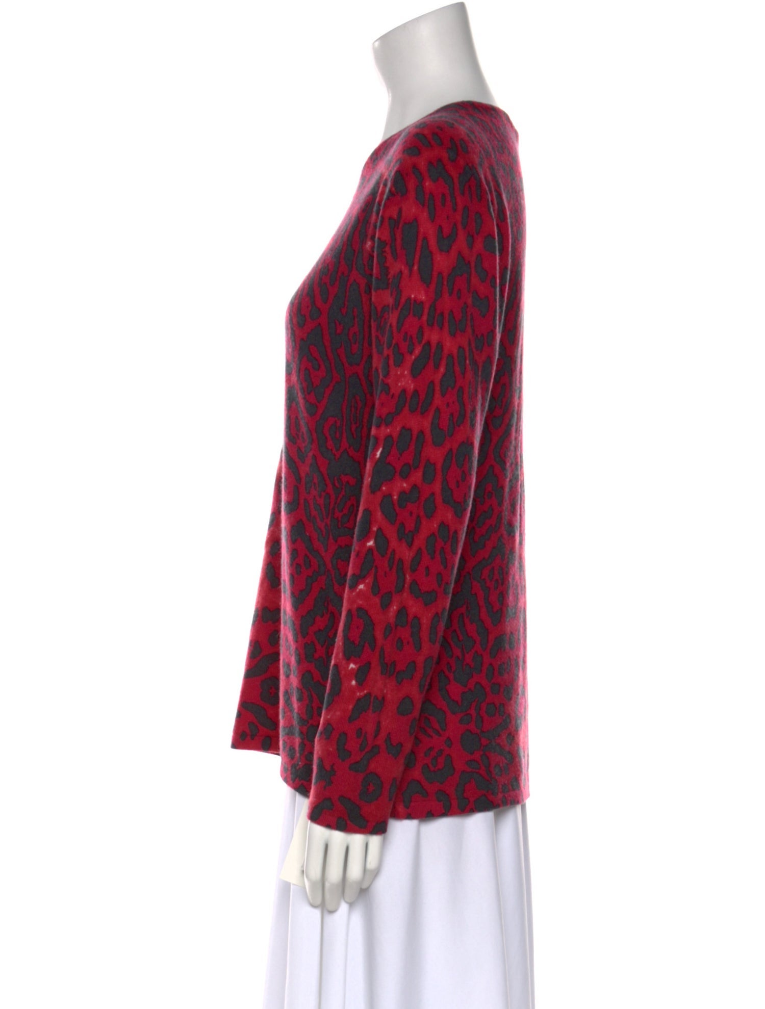 Neiman Marcus Cashmere Animal Print Sweater