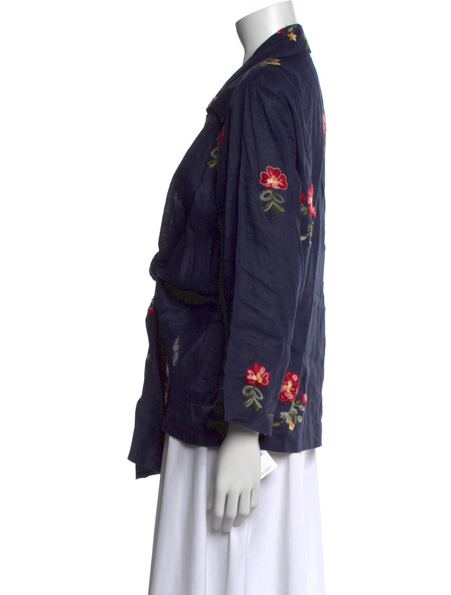 Neiman Marcus Linen Floral Print Blouse