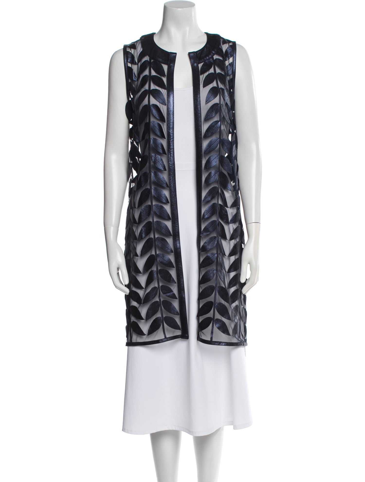 Neiman Marcus Leather Printed Vest w/ Tags