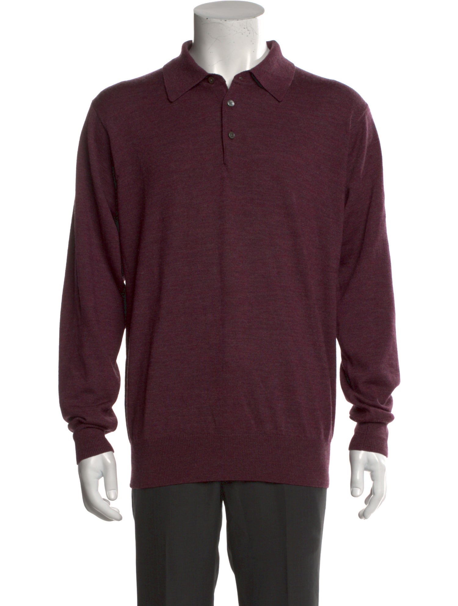 Neiman Marcus Merino Wool Mock Neck Polo Sweater