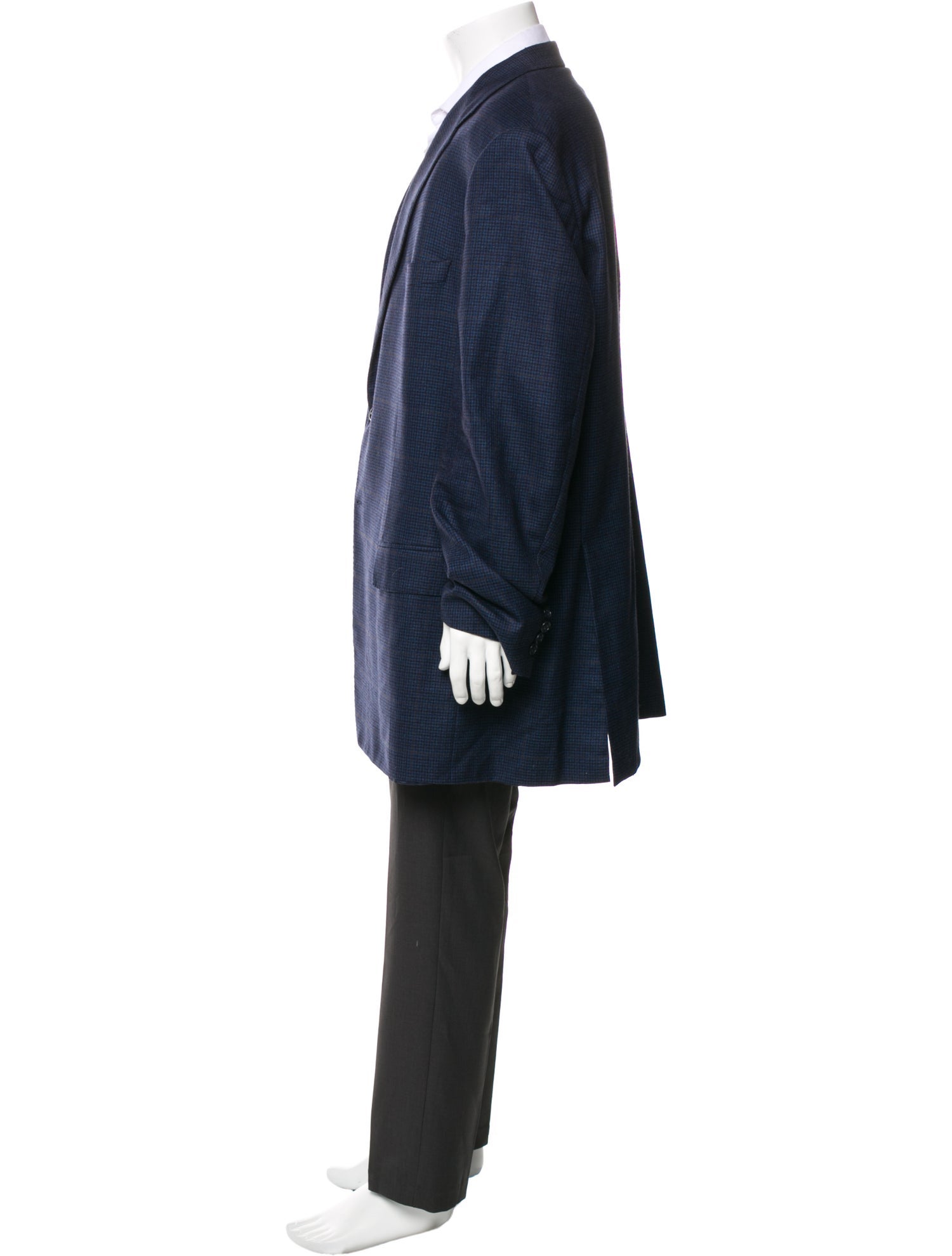 Neiman Marcus Virgin Wool Plaid Print Overcoat