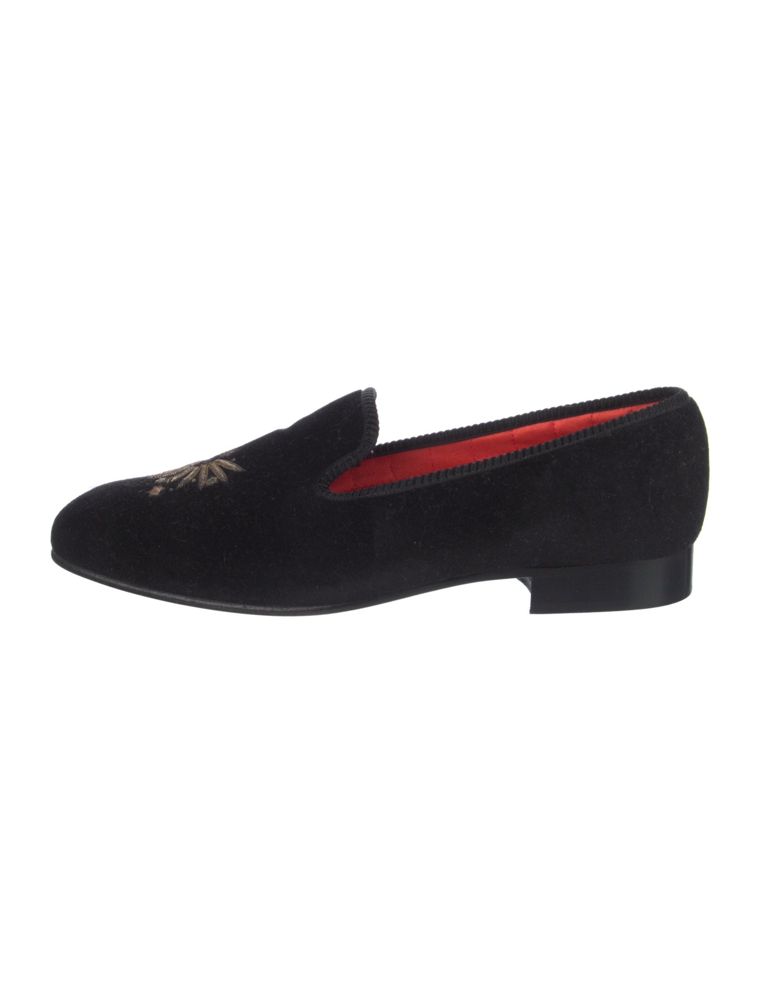 Neiman Marcus Velvet Embroidered Accent Loafers
