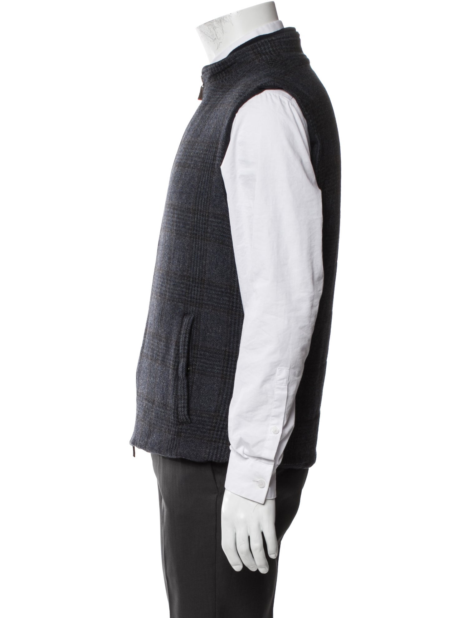 Neiman Marcus Wool Plaid Print Vest