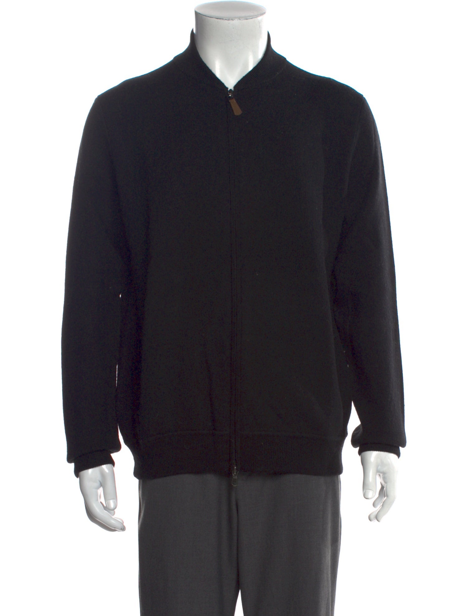 Neiman Marcus Merino Wool Mock Neck Cardigan