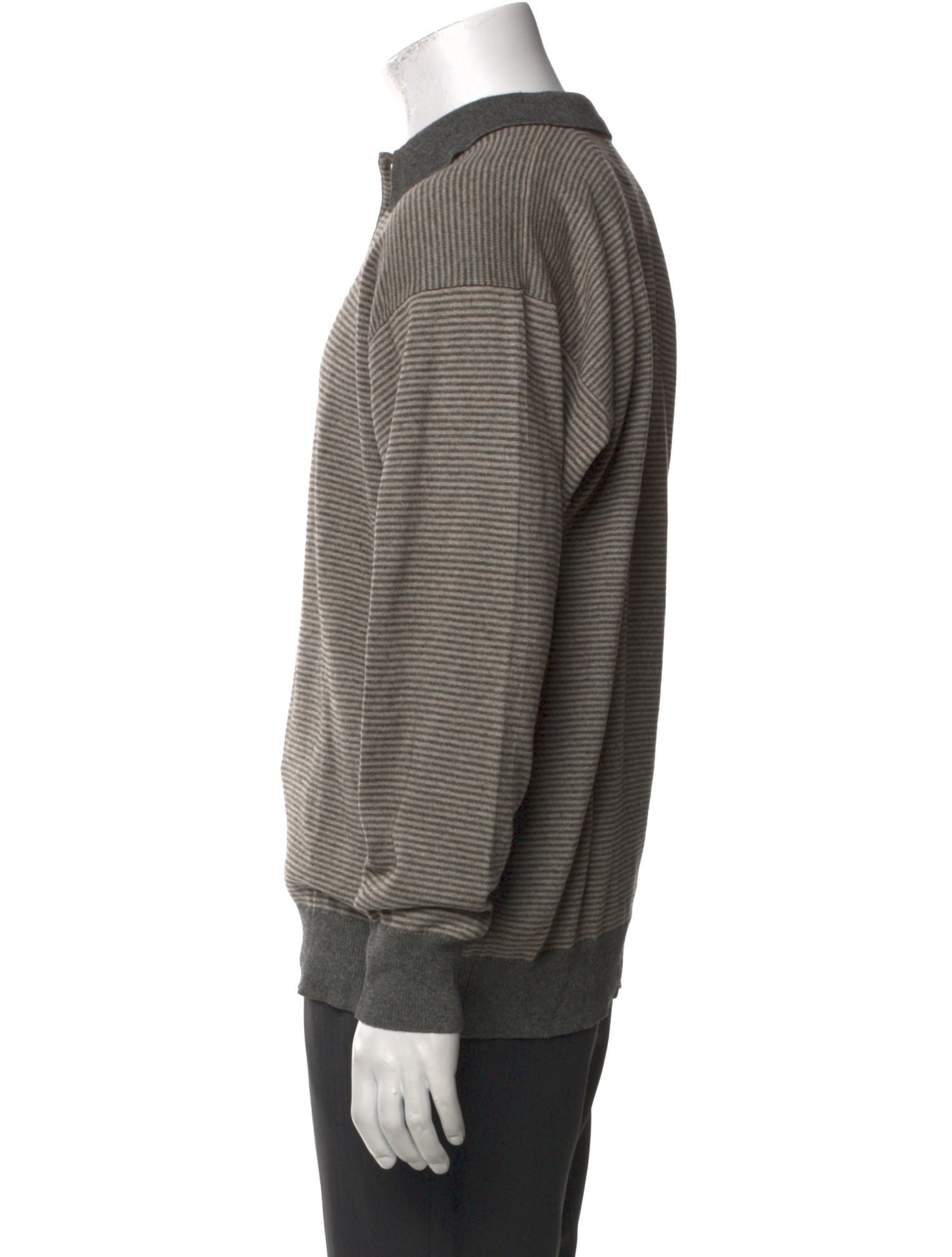 Neiman Marcus Silk Striped Polo Sweater